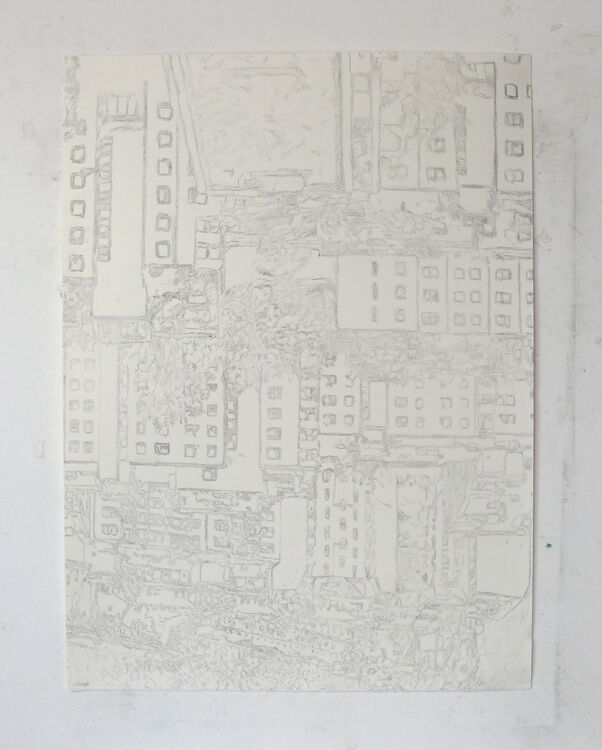 City pencil on paper 76x56cm 2021