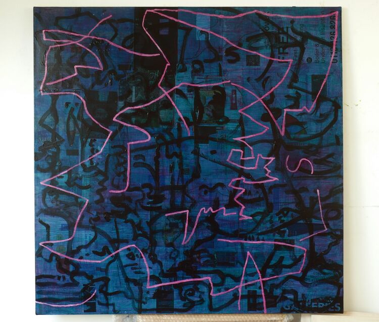 100x100cm 2021, acrylic on paper on canvas