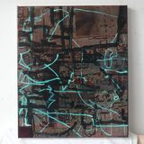 City, acrylic on collage on canvas 60x50cm 2021