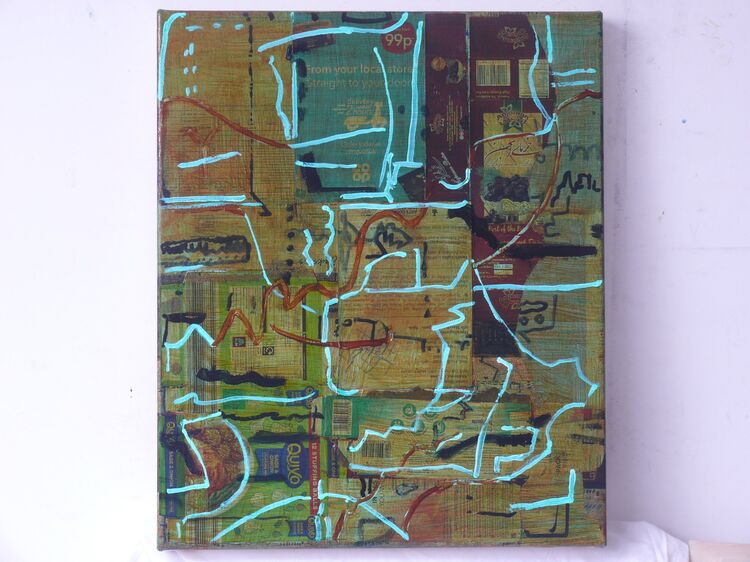 acrylic on collage on canvas 60x50cm 2021