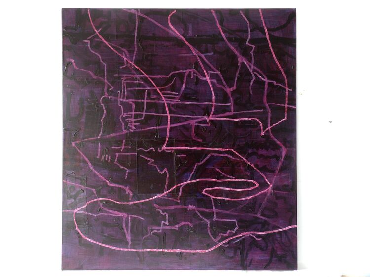 100x80cm acrylic on collage on canvas