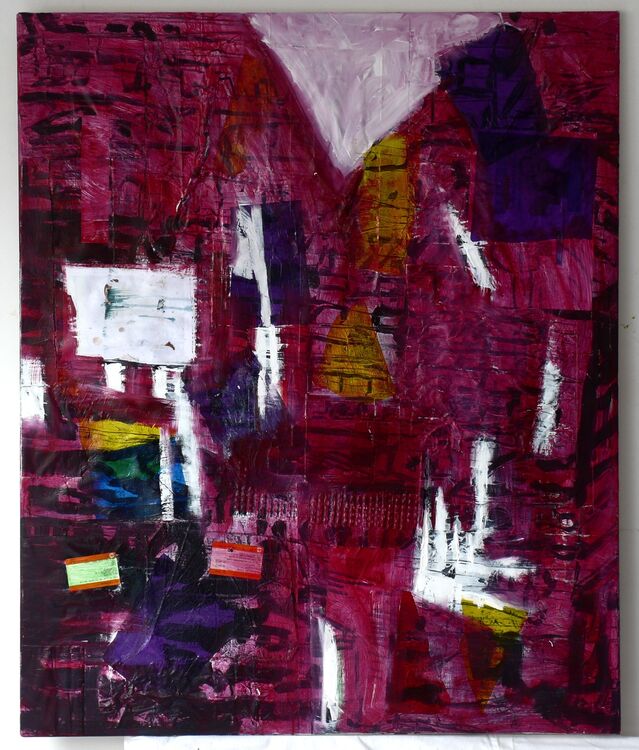 acrylic and collage on canvas 130x100cm 2021