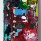 Chemical Works, acrylic on collage on canvas 20x30cm 2021