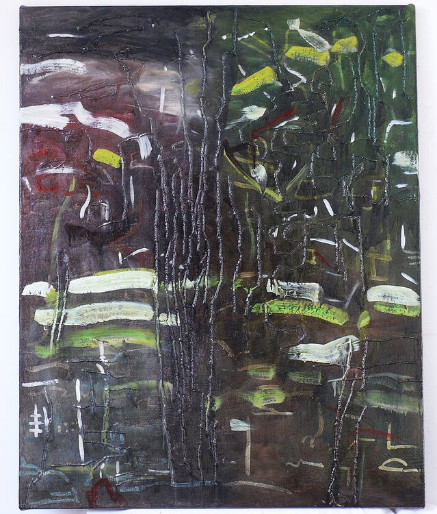 oil and stitching on linen 100x80cm 2025
