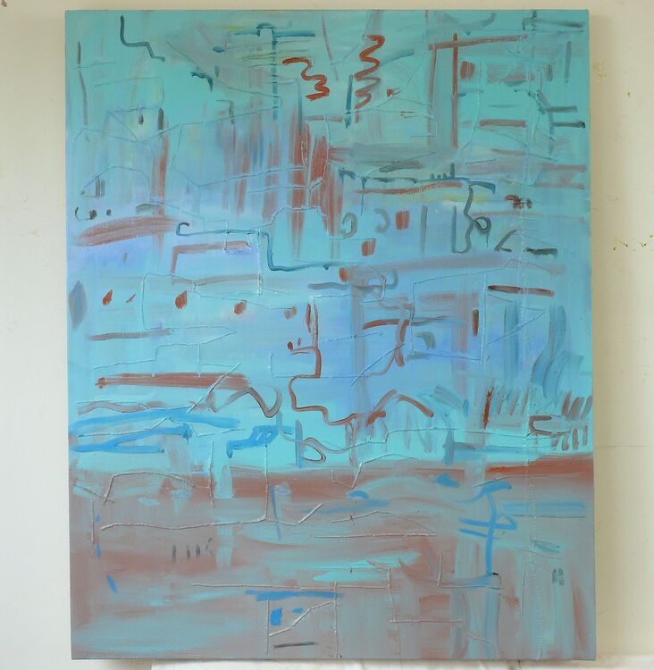 oil and stitching on canvas 100x70cm 2025
