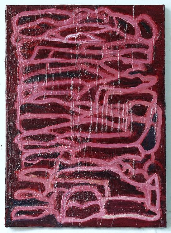 49x35cm oil and stitching on canvas