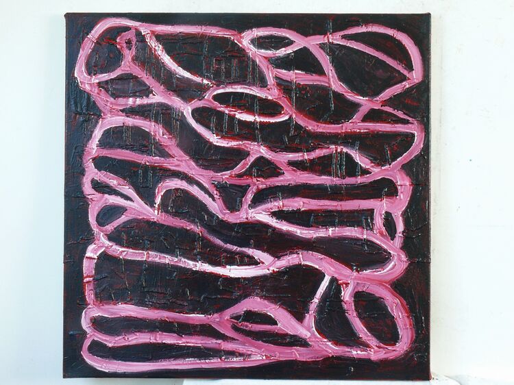 acrylic and stitching on canvas 80x80cm