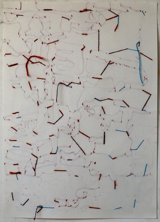 stitching and marker pen on paper 70x50cm 2025