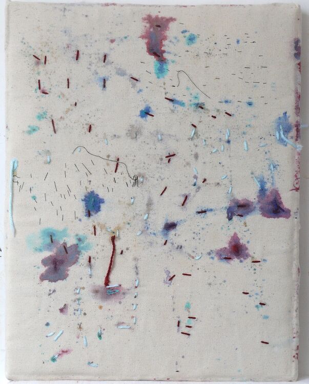 stitching on acrylic on canva, 45x35cms
