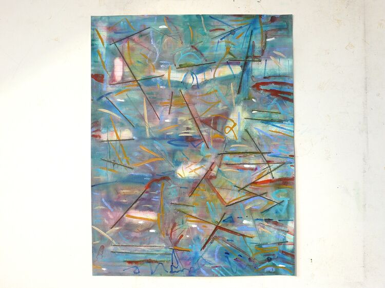 Composition, watercolour and threads 2025