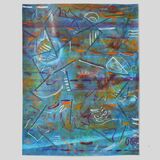 Composition, watercolour and threads, 65x50cm 2025