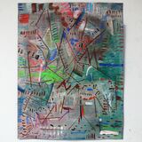 Composition. watercolour and threads, 65x50cm, 2025