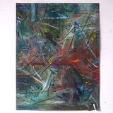 Composition, watercolour and threads, 65x50cm, 2025