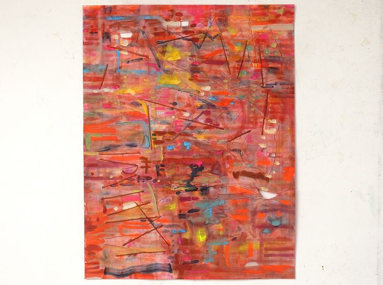 watercolour with stitching 65x50cm 2026