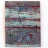 watercolour with threads, 65x50cm 2025