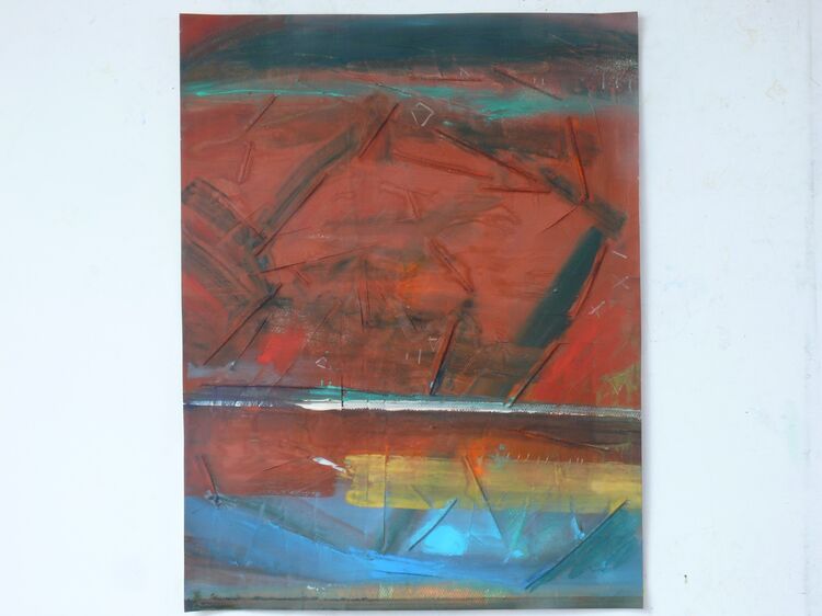 Red Hill, 65x50cm, watercolour, collage, 2026