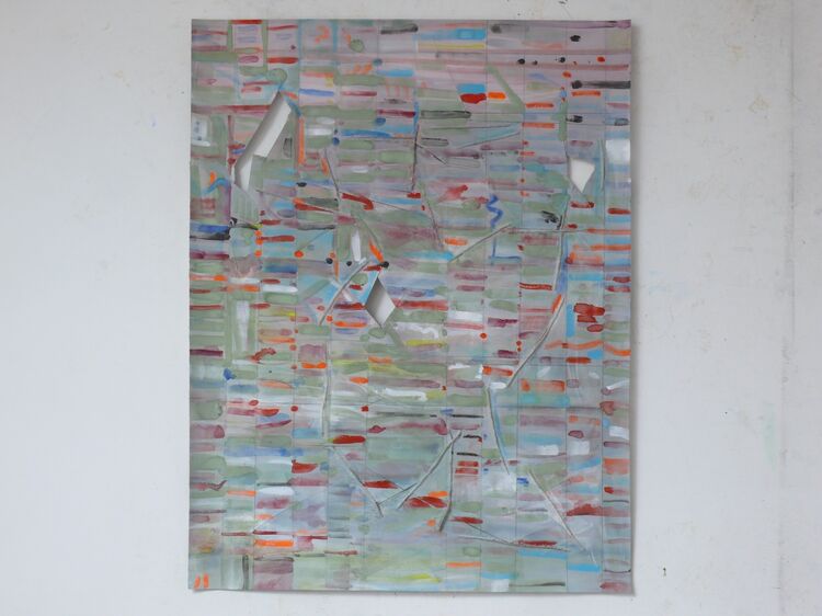 watercolour and wool 65x50cm 2026