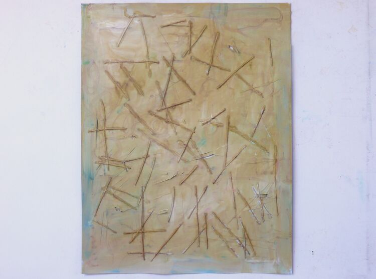 watercolour with wool 65x50cm 2025