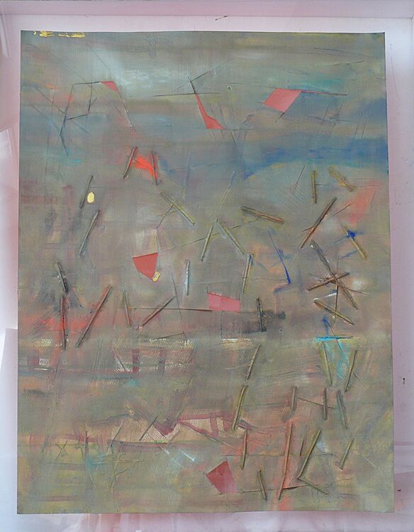 watercolour with neon colour on reverse, 65x50cm 2026