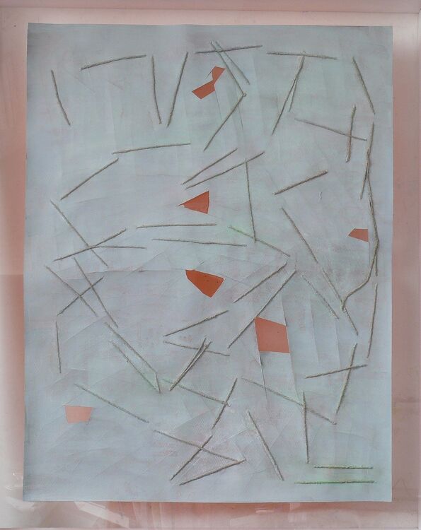 watercolour, ink and thread on paper, 65x50cm , 2026