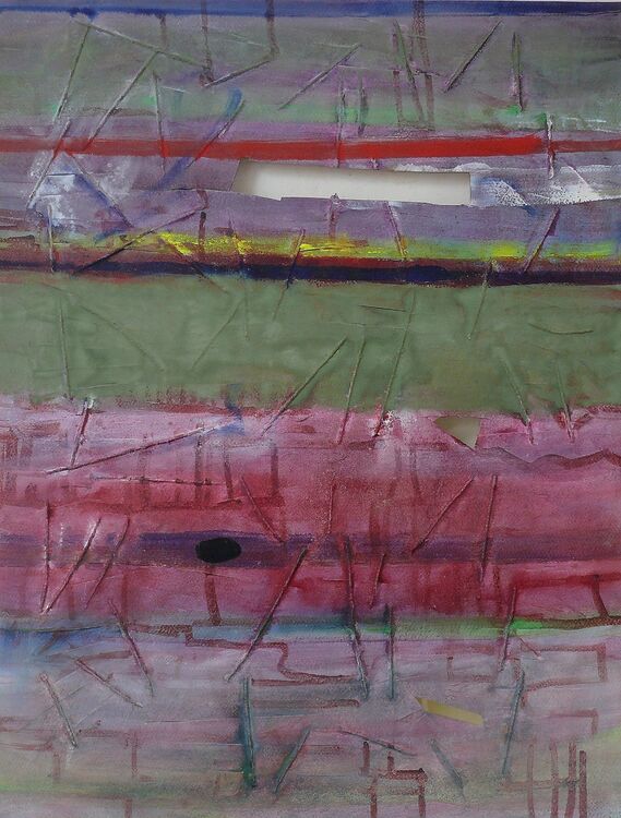 composition, watercolour ink and wool on paper 2026