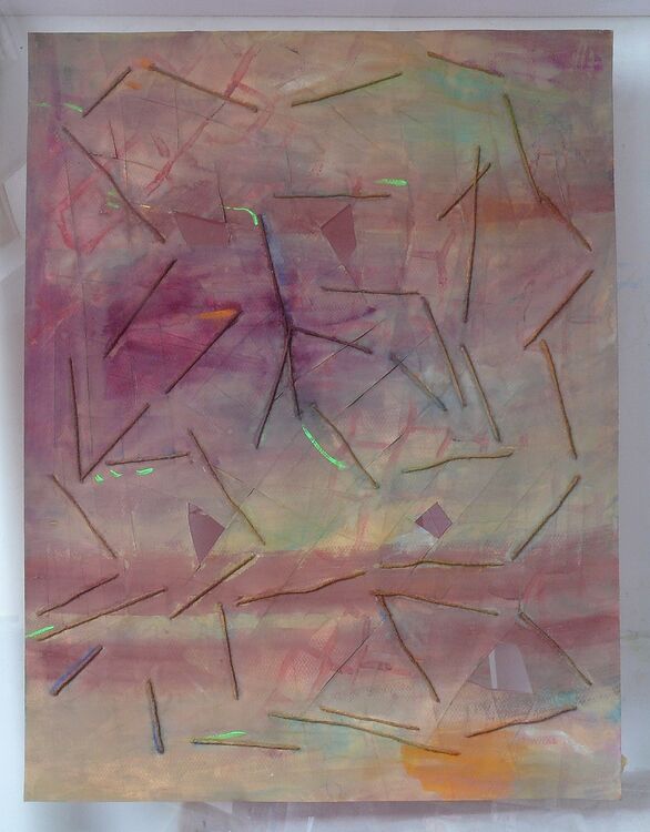 composition, watercolour wool and ink on paper 65x50cm 2026