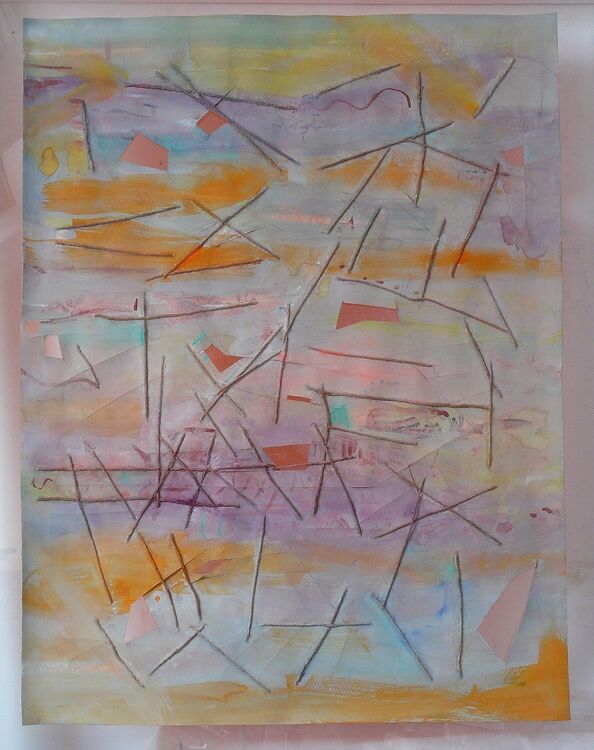 composition, watercolour ink and wool on paper 65x50cm 2026