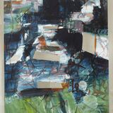 City study, watercolour, ink and wool on paper 2026 32x25cm