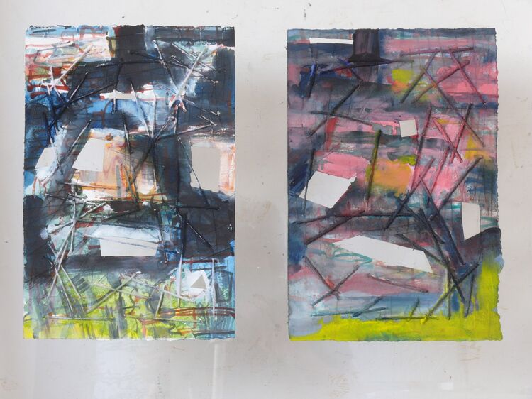 2 city landscapes, 28x18cm each, 2026
