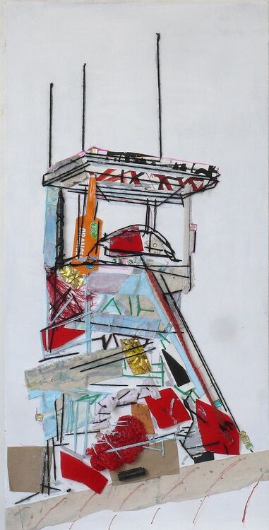 Luisenthal, collage on canvas. 80x40cm 2026