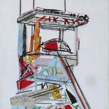 Luisenthal, collage on canvas. 80x40cm 2026