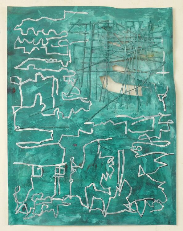 acrylic and threads on paper 65x50cm 2026