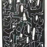 Steelworks, acrylic and thread on paper, 65x50cm