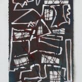 Steelworks, acrylic and sewing on paper, 38x29cm