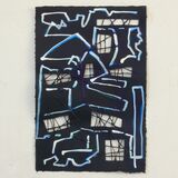 Steelworks, acrylic and sewing on paper, 28x19cm