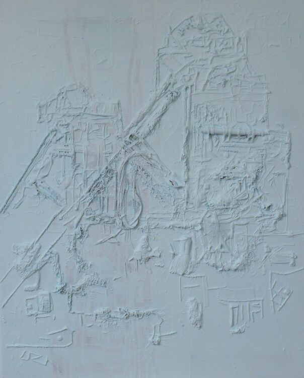 Stainforth, acrylic on collage, 80x60cm 2026