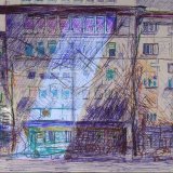 Sofia Boulevard Maria-Louisa 30x40cm pen and stitching on card