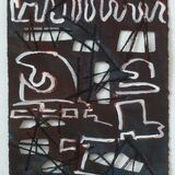 Steelworks 5, acrylic and sewing on paper, 38x29cm