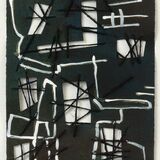 Steelworks 8, acrylic and sewing on paper, 29x18cm
