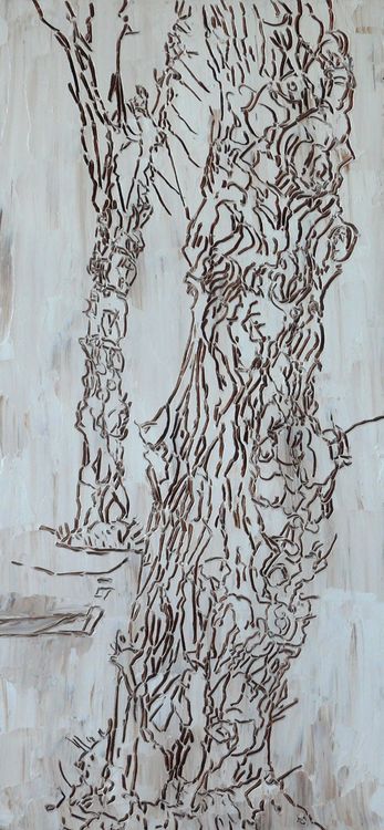 Street trees 2019 oil on panel 60x35cm