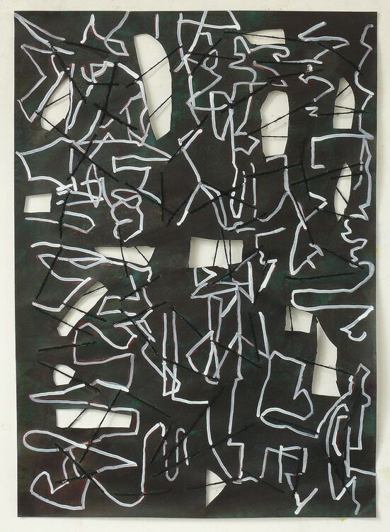 Volklingen Steelworks, acrylic and thread on paper 70x50cm 2026