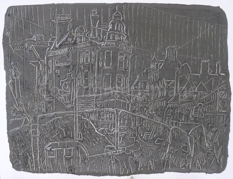 building site, oil on paper