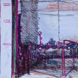 Almus Brewery Lom pen and stitching on paper 30x40cm