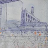 Almus Brewery Lom pen on paper with stitching 30x40cm