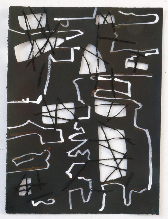 steelworks 6, acrylic and sewing on paper, 38x29cm