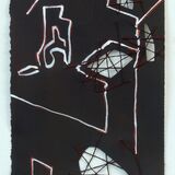 steelworks, acrylic and sewing on paper, 29x18cm