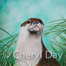 Original acrylic paining "Otter Study"
