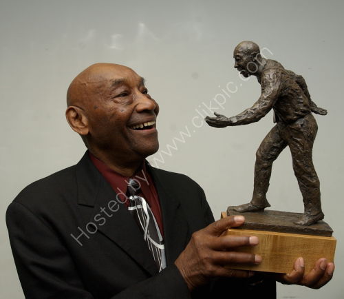 Frankie Manning with 90th Birthday gift