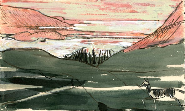 Julia Midgley Caerdeon with Dog