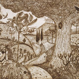 Man on a Laptop (After Samuel Palmer) - sepia